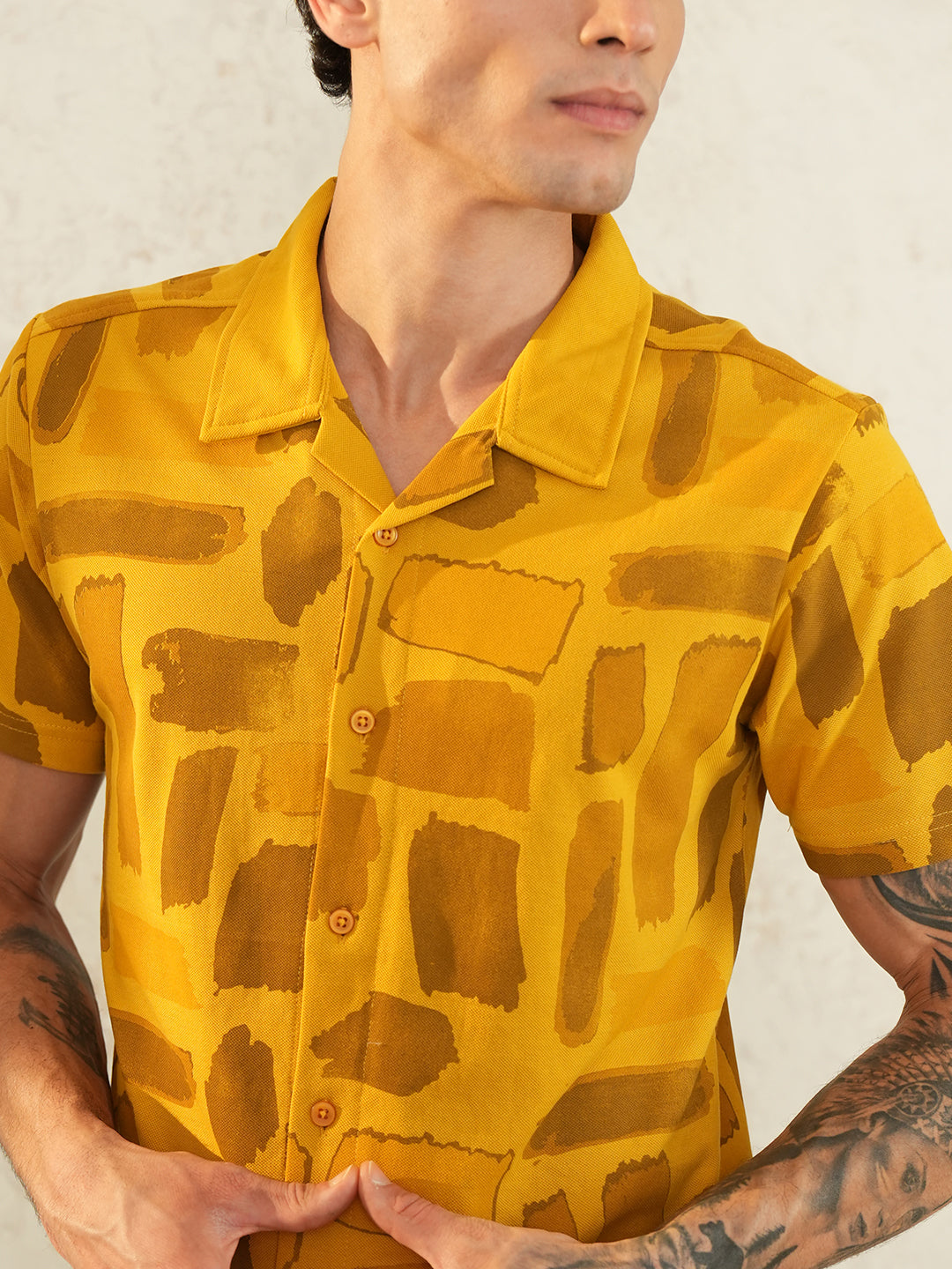 Men Self Design Printed Half Sleeve Shirt - Reprise