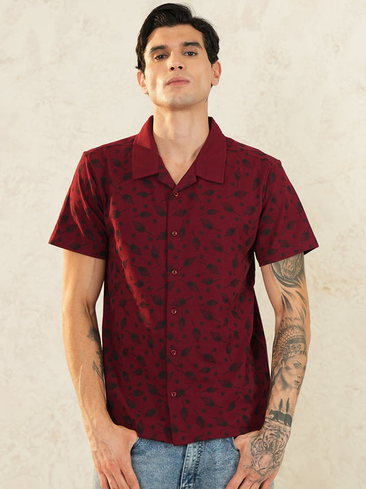 Men Self Design Printed Half Sleeve Shirt - Reprise