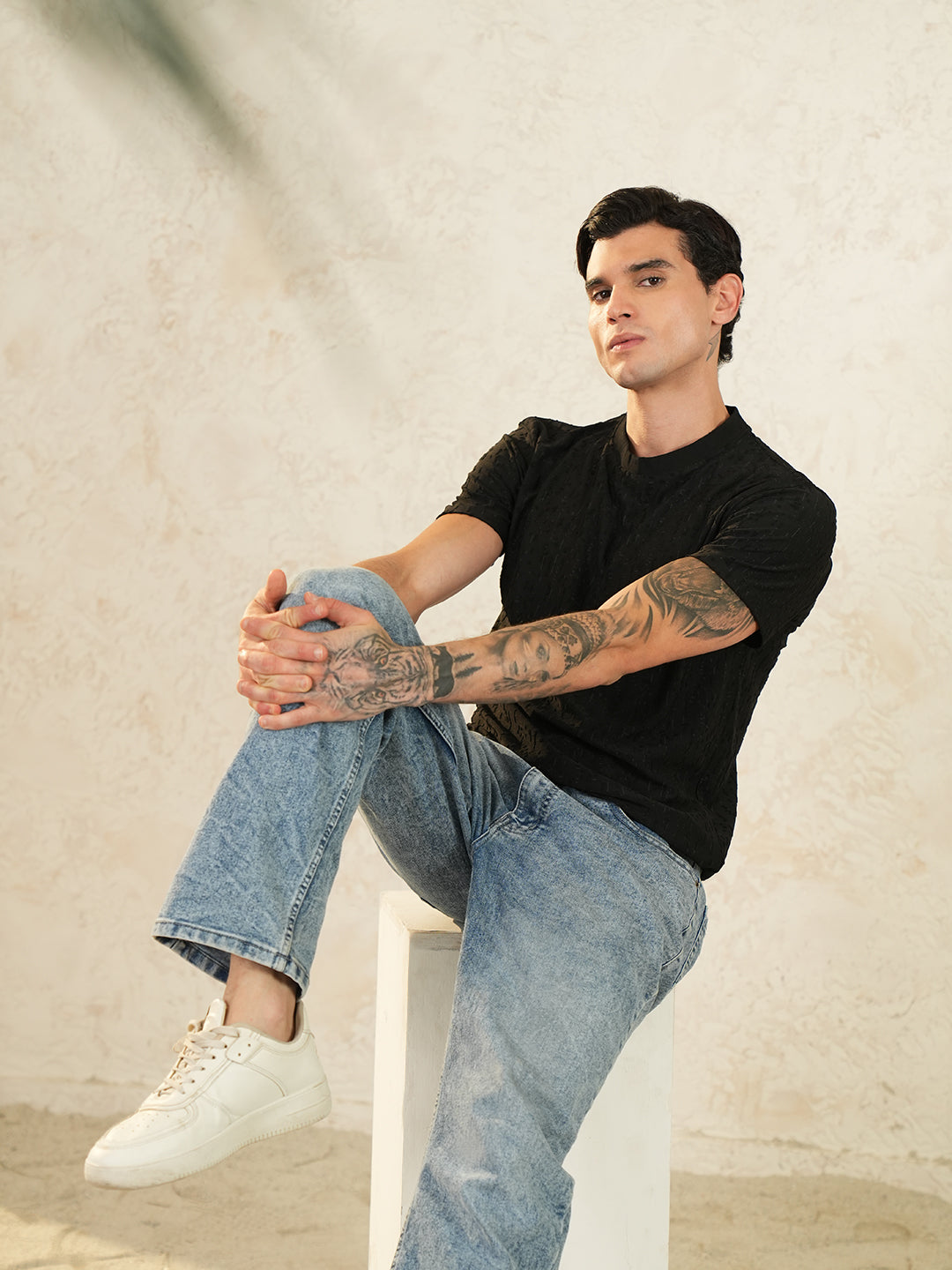 Men Printed Round Neck T-shirt Black - Reprise