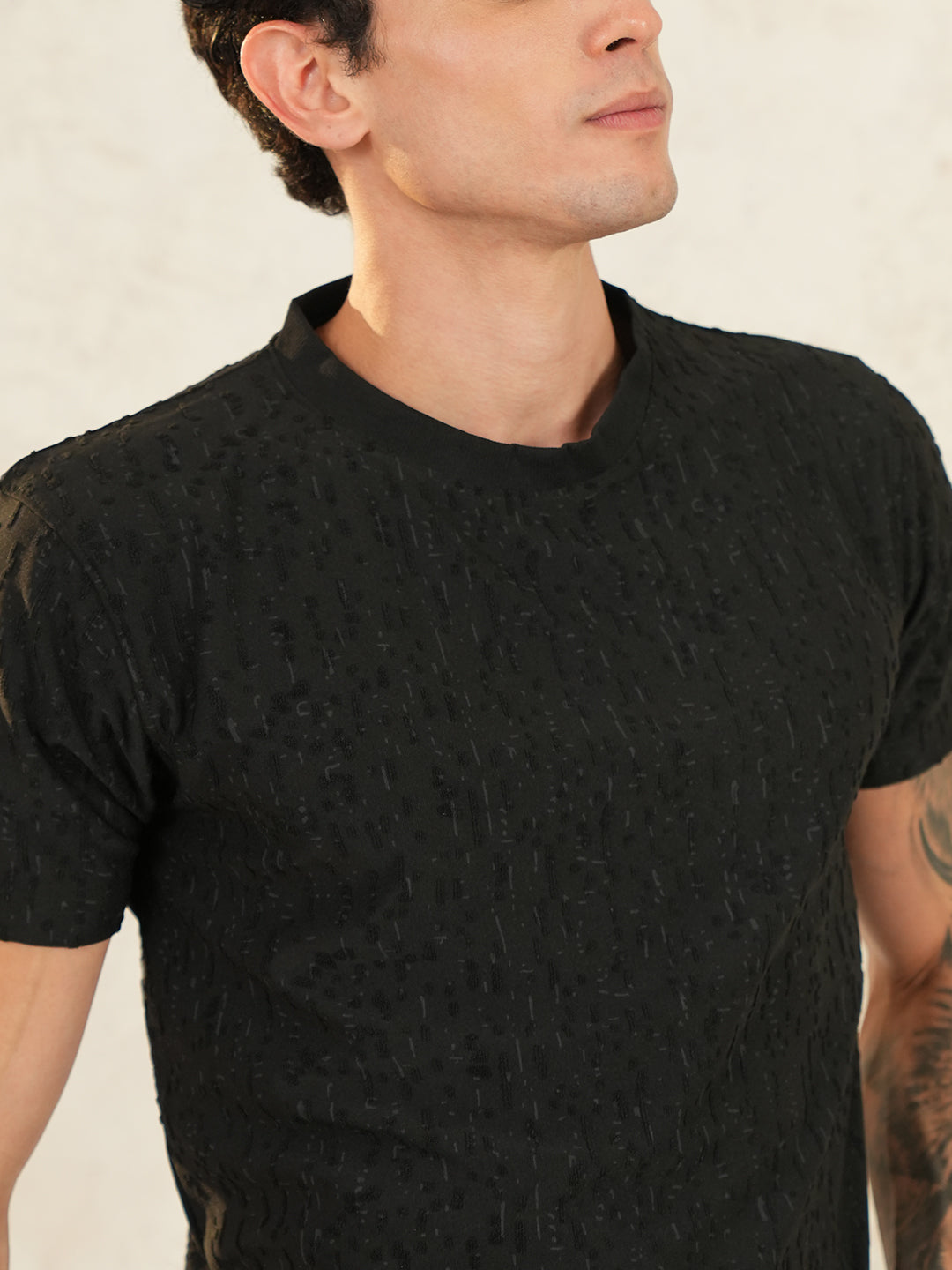 Men Printed Round Neck T-shirt Black - Reprise