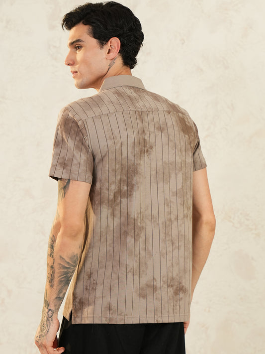 Men Self Design Printed Half Sleeve Shirt - Reprise
