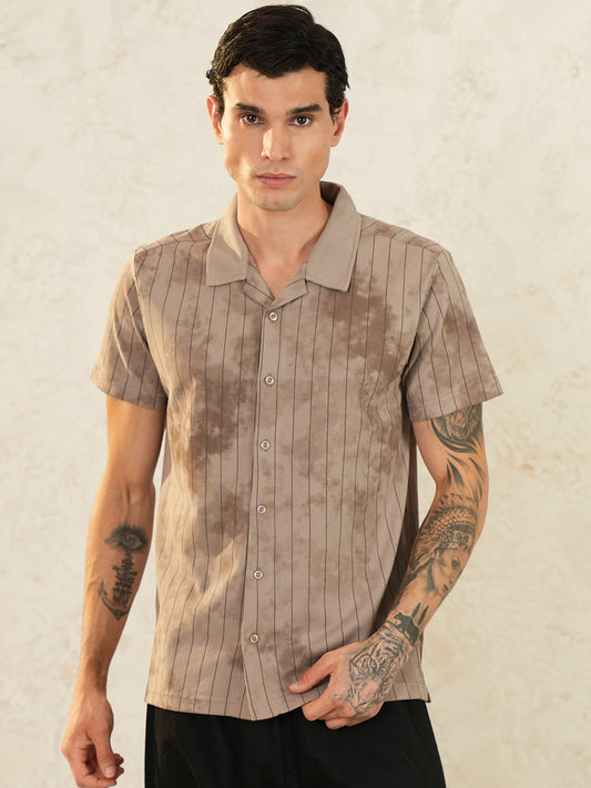 Men Self Design Printed Half Sleeve Shirt - Reprise