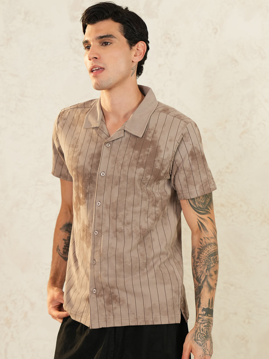 Men Self Design Printed Half Sleeve Shirt - Reprise