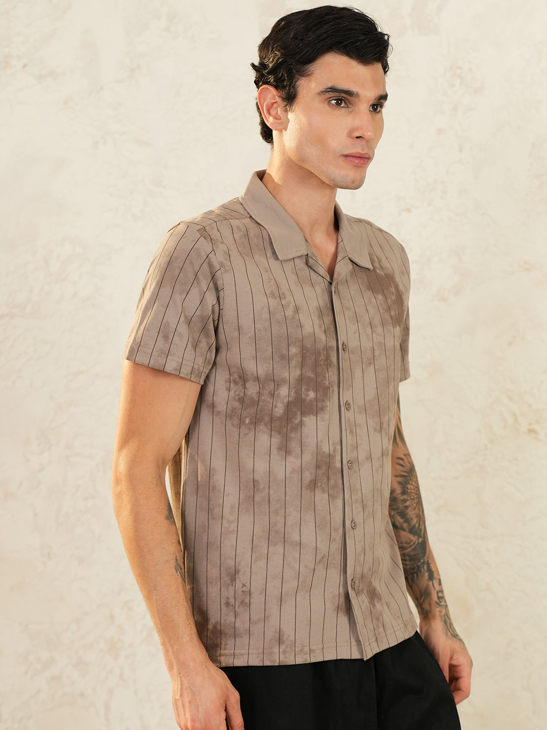 Men Self Design Printed Half Sleeve Shirt - Reprise