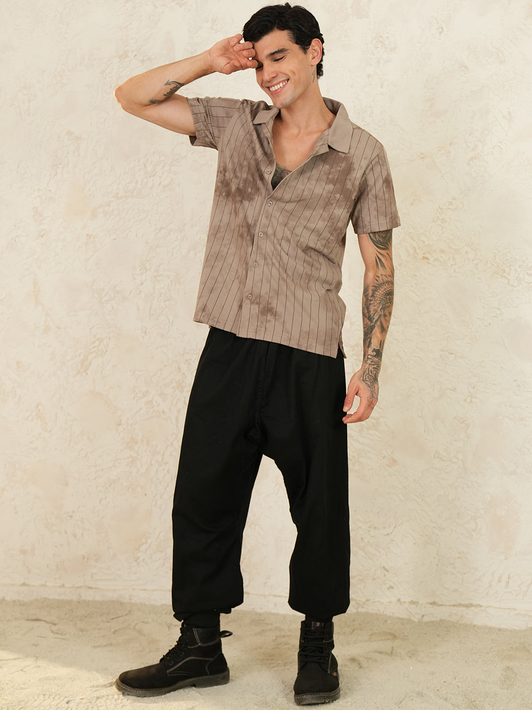 Men Self Design Printed Half Sleeve Shirt - Reprise