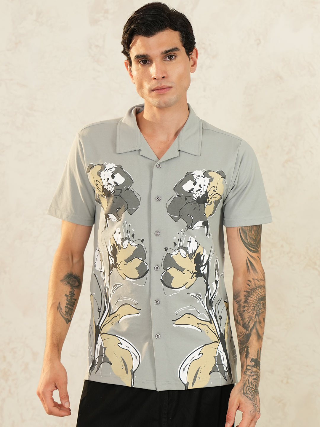 Men Self Design Printed Half Sleeve Shirt - Reprise