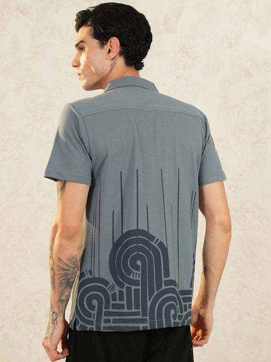 Men Self Design Printed Half Sleeve Shirt - Reprise