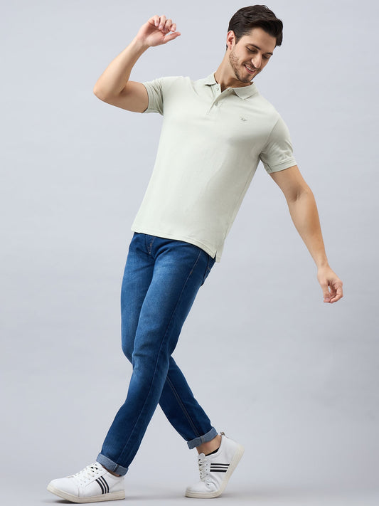 Men Solid Grey Cotton Polos - Reprise