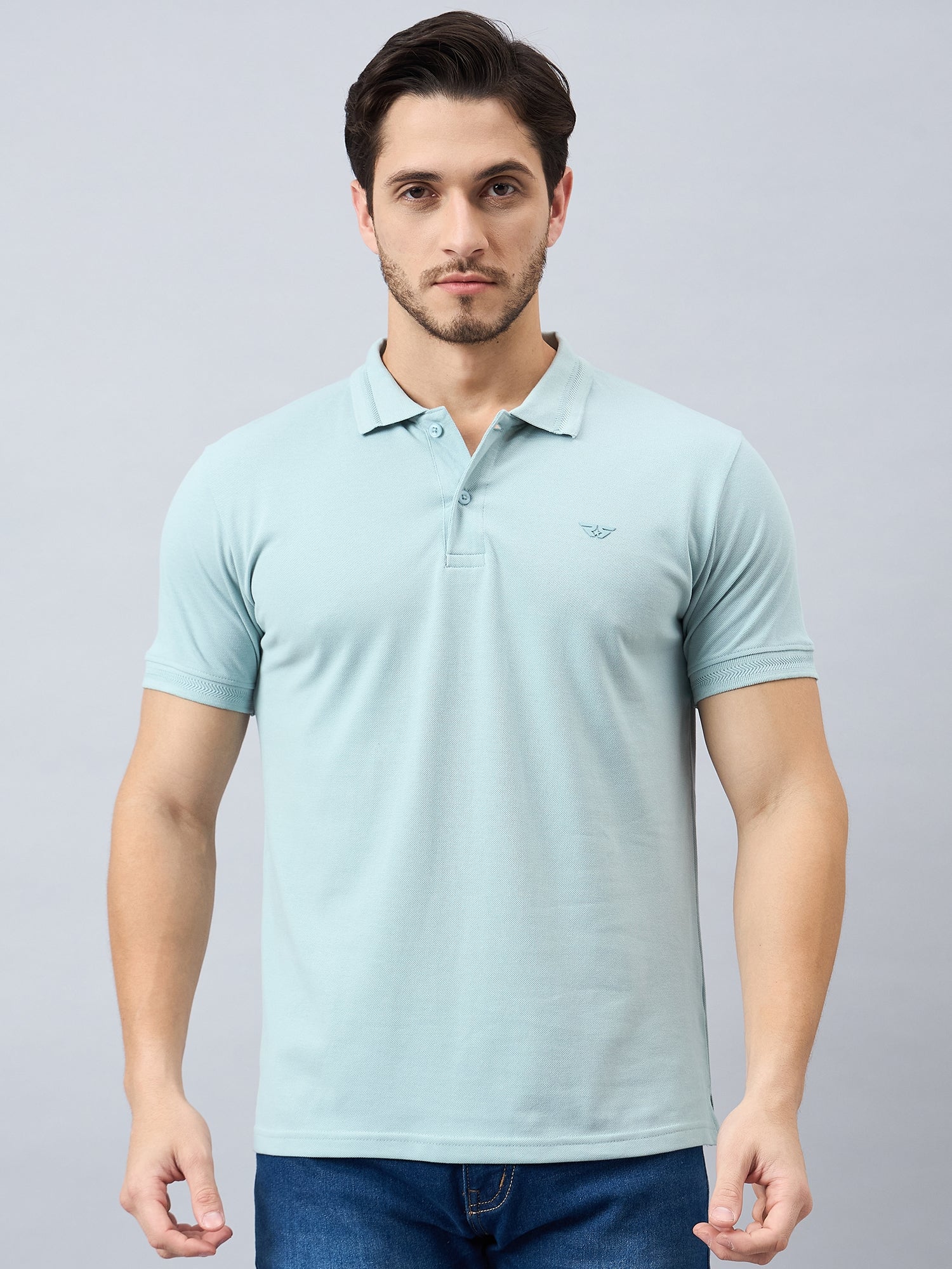 Men's Blue Cotton Polos - Reprise