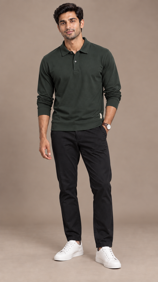 Green Full Sleeves Polo Shirt