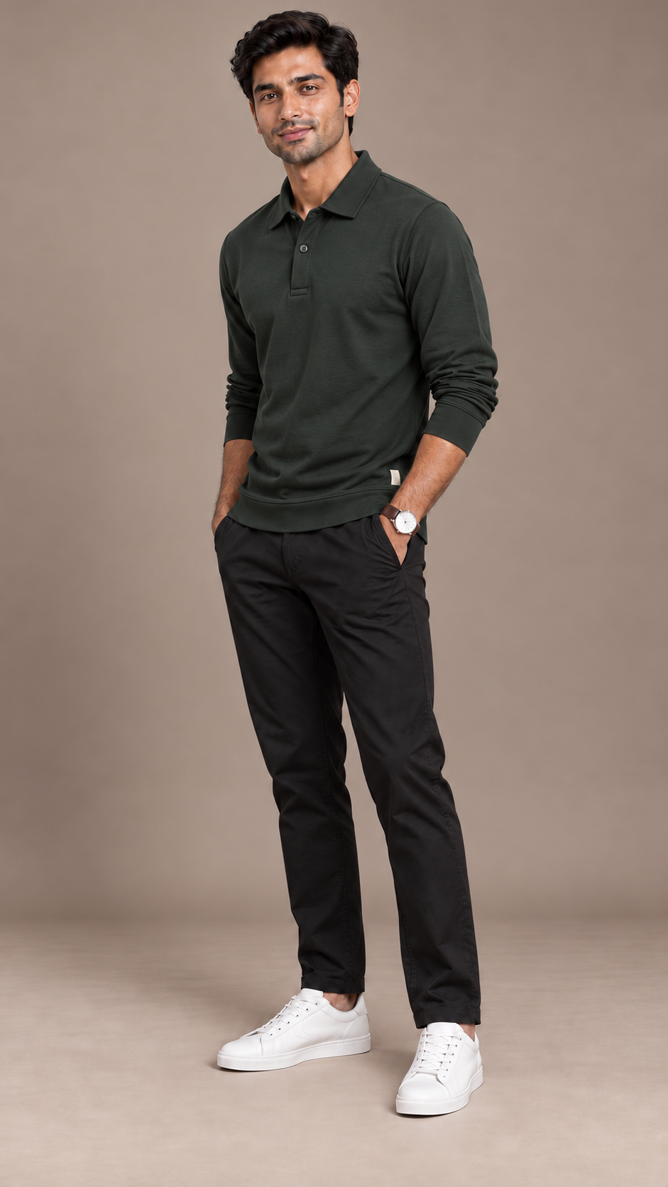 Green Full Sleeves Polo Shirt