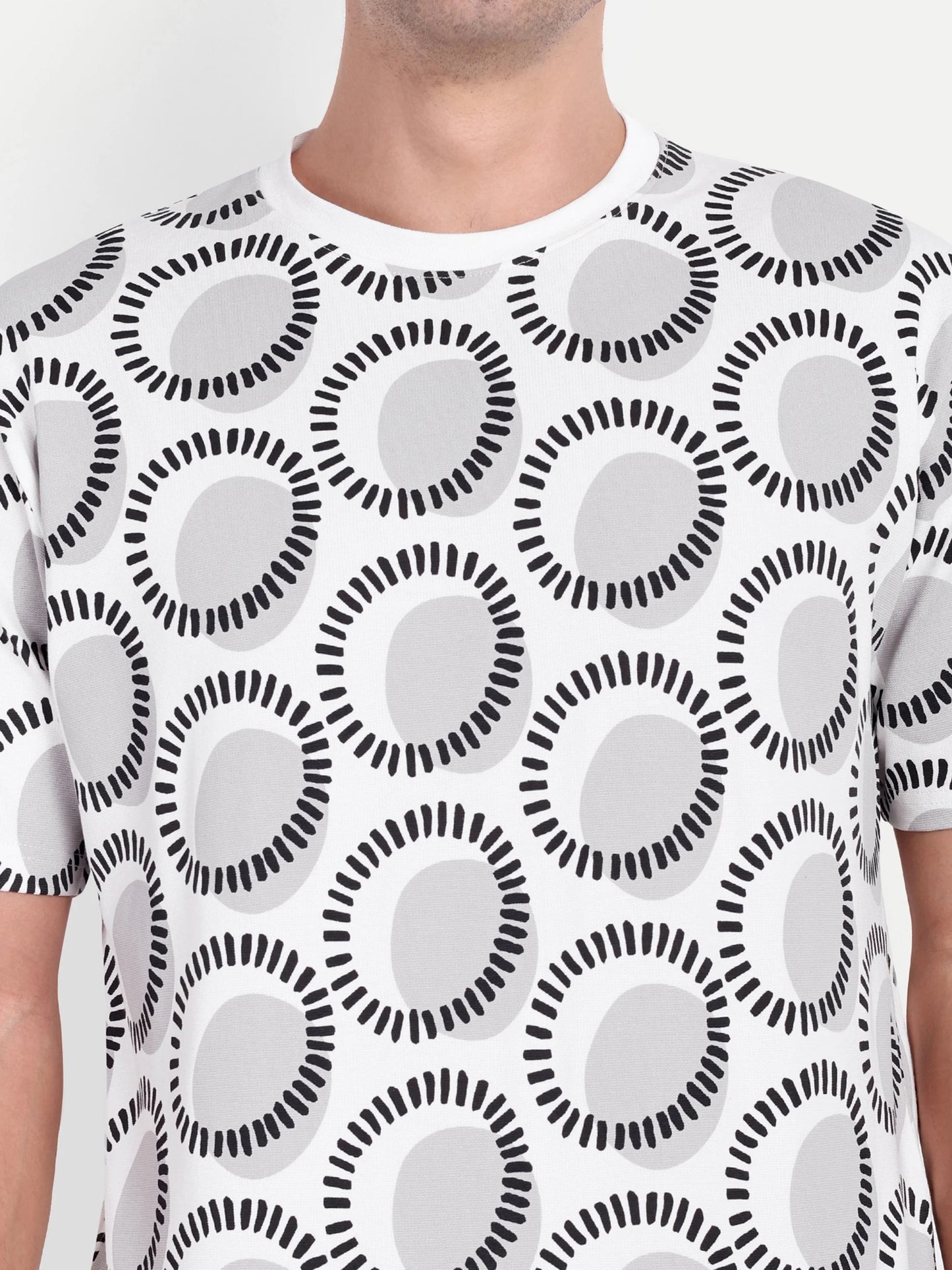 Men Printed Round Neck T-Shirt White