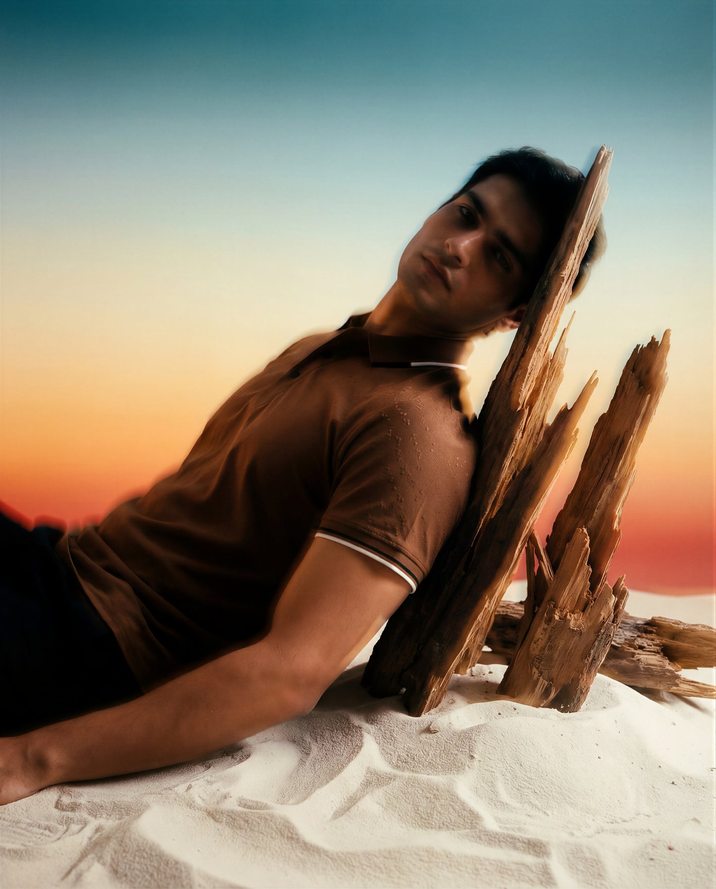 Men Textured  Brown Polo Shirt - Reprise