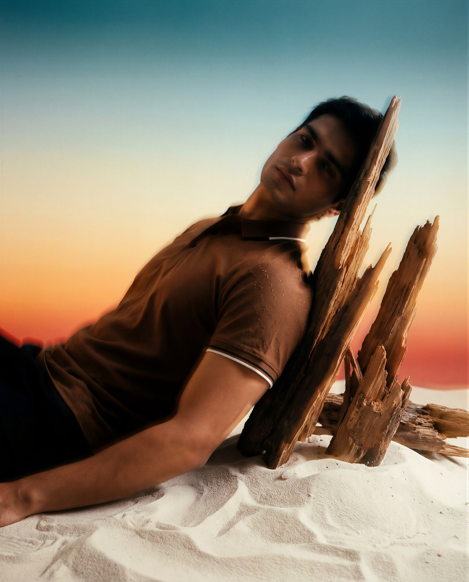 Men Textured  Brown Polo Shirt - Reprise