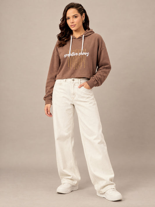 Brown Cropped Sweatshirt