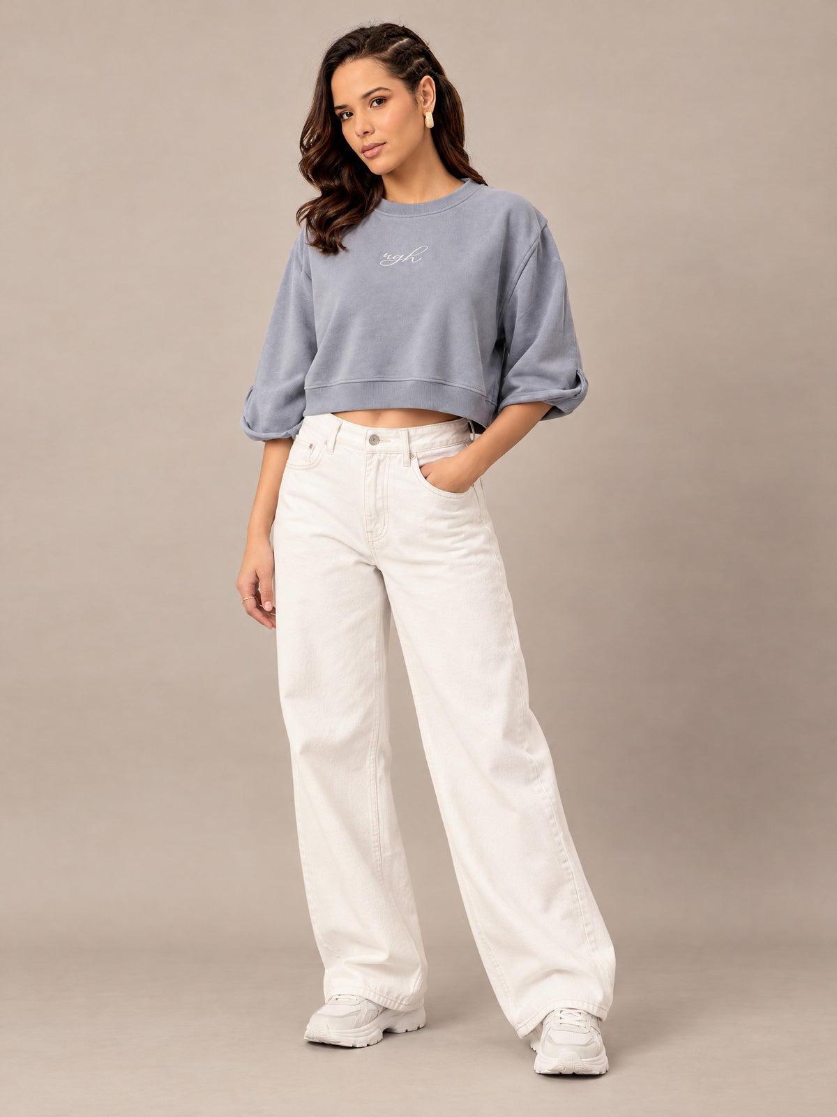 Grey Cropped Sweatshirt