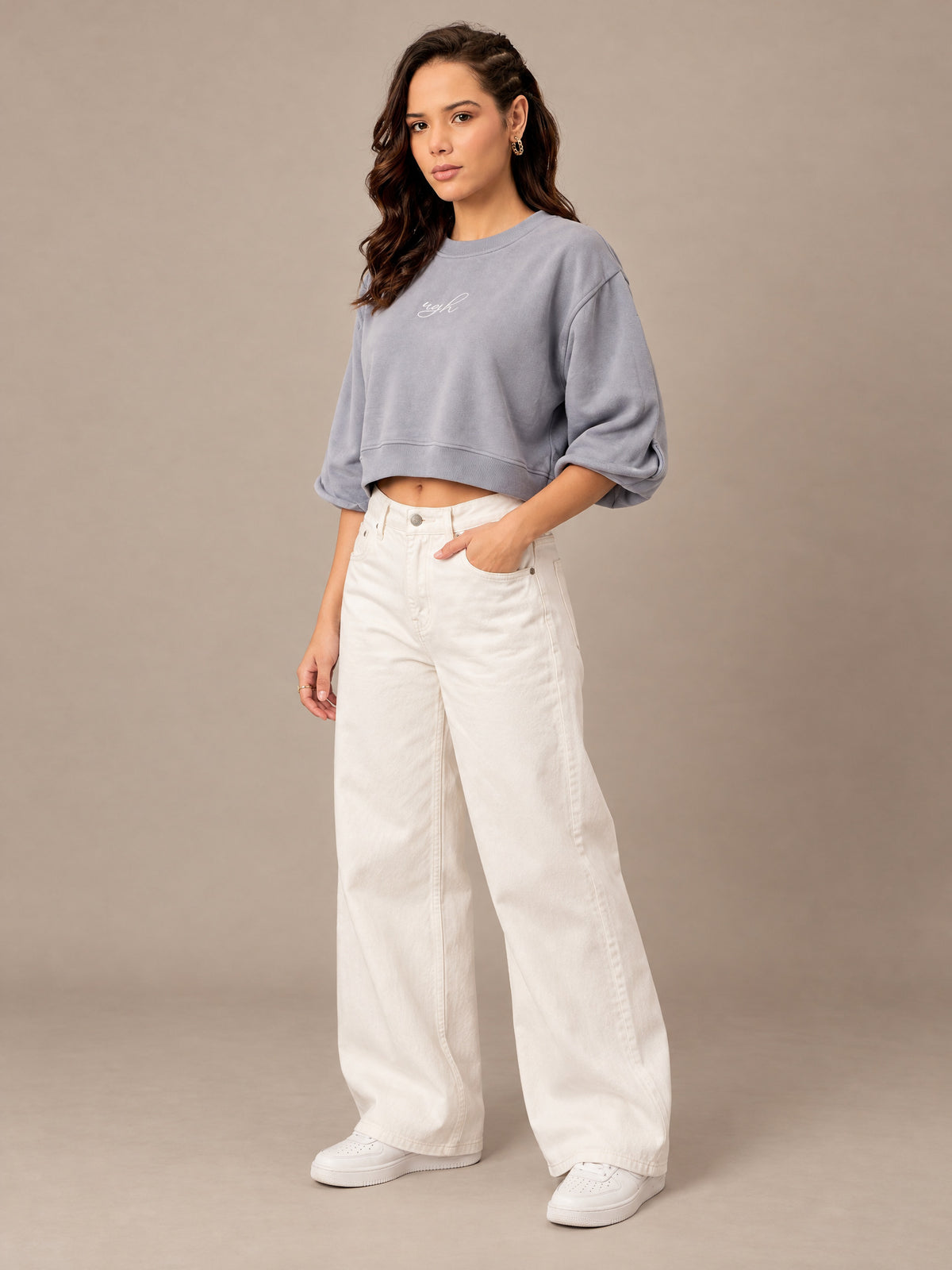 Grey Cropped Sweatshirt