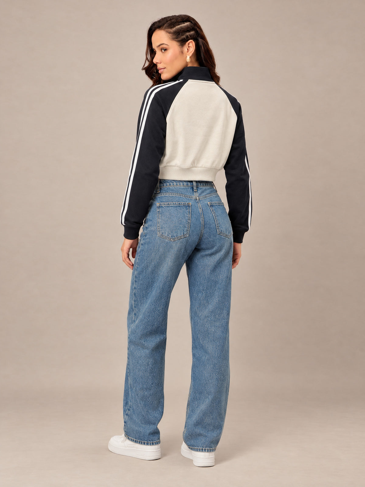 Black & White Cropped Sweatshirt