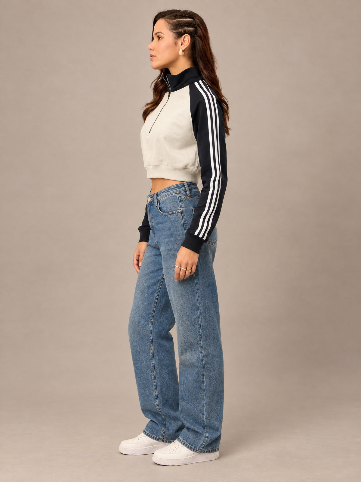 Black & White Cropped Sweatshirt