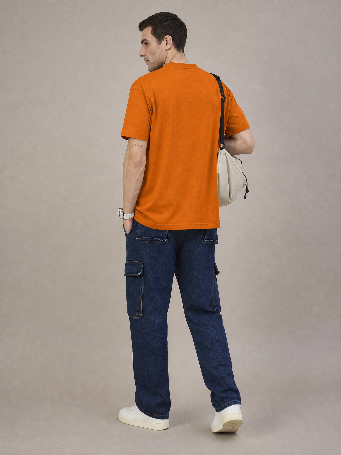 Cockroach Men Oversize Printed Round Neck T-shirt Rust