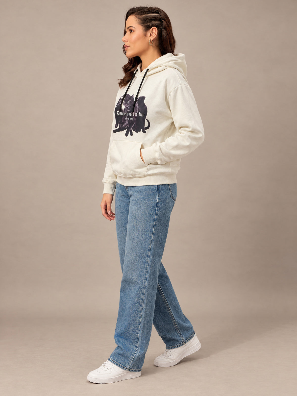 White Cropped Sweatshirt