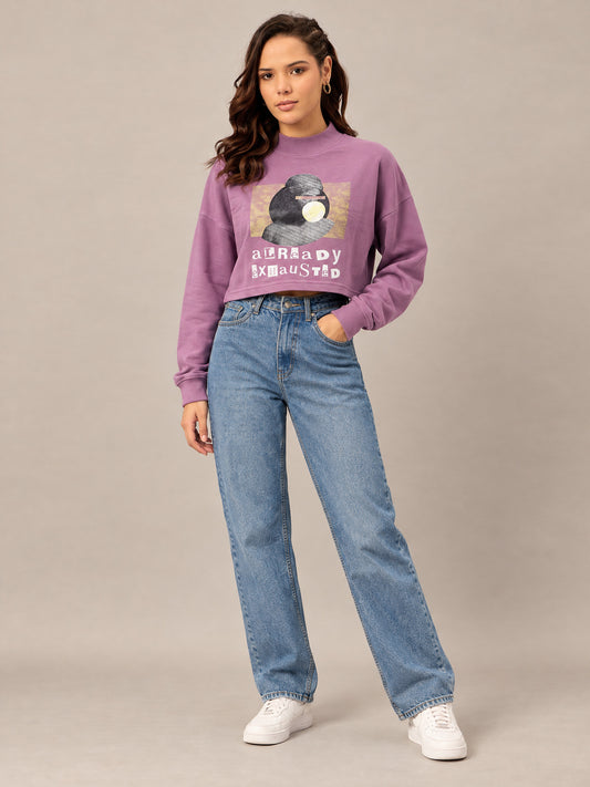 Dusty Purple Cropped Sweatshirt