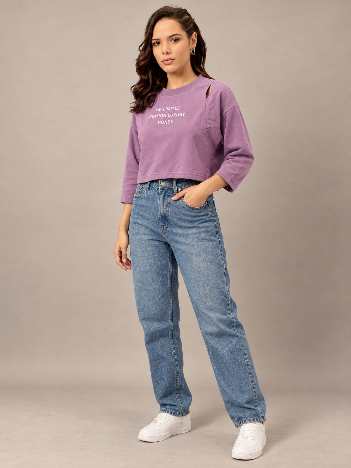 Purple Cropped Sweatshirt