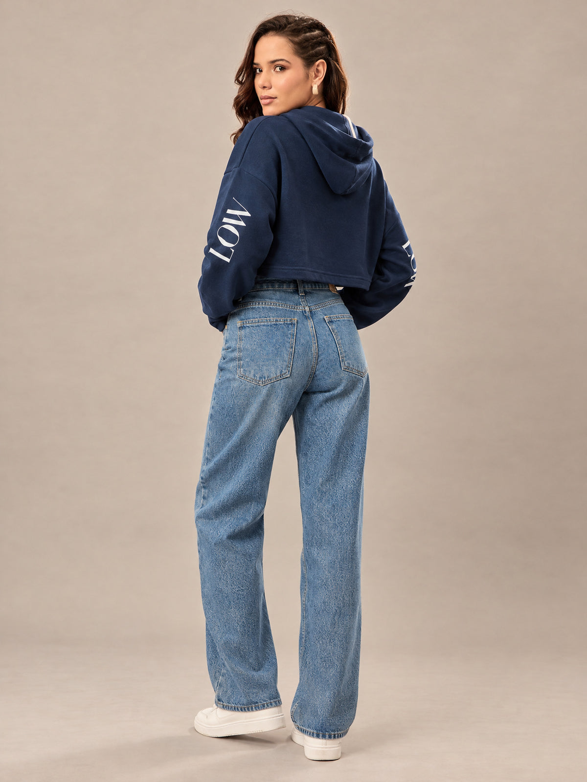 Navy Cropped Sweatshirt