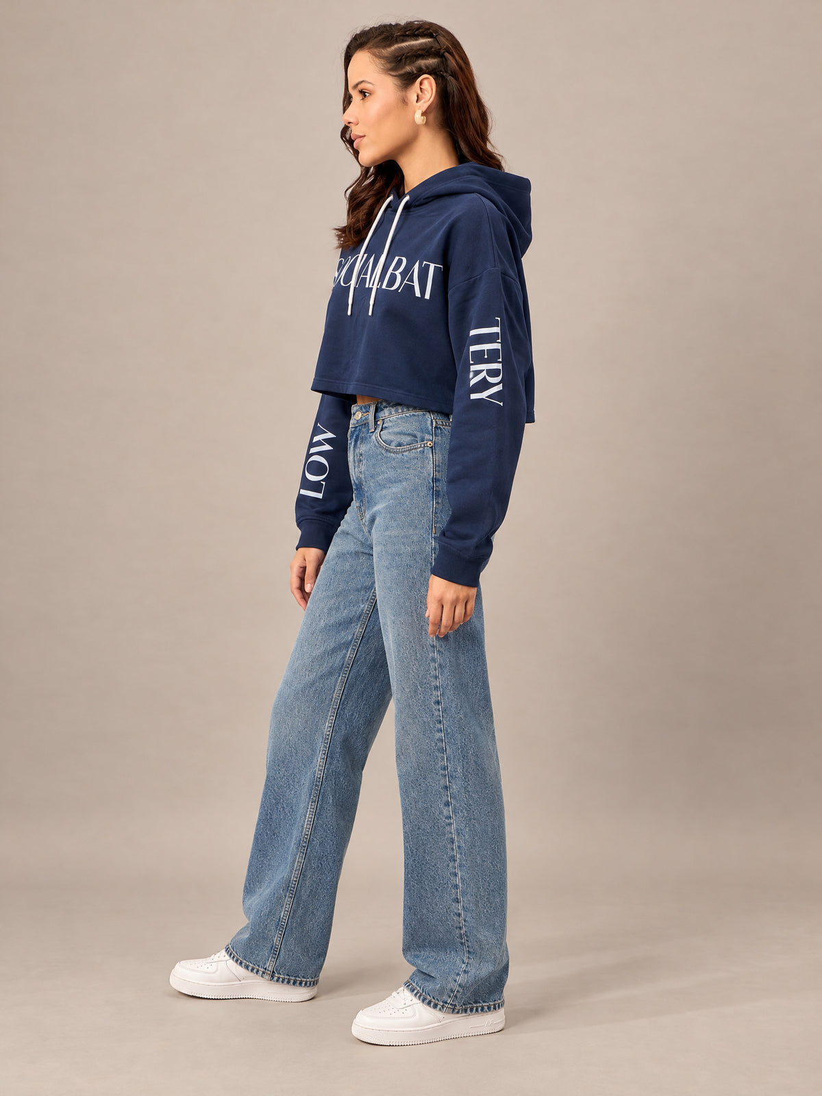 Navy Cropped Sweatshirt