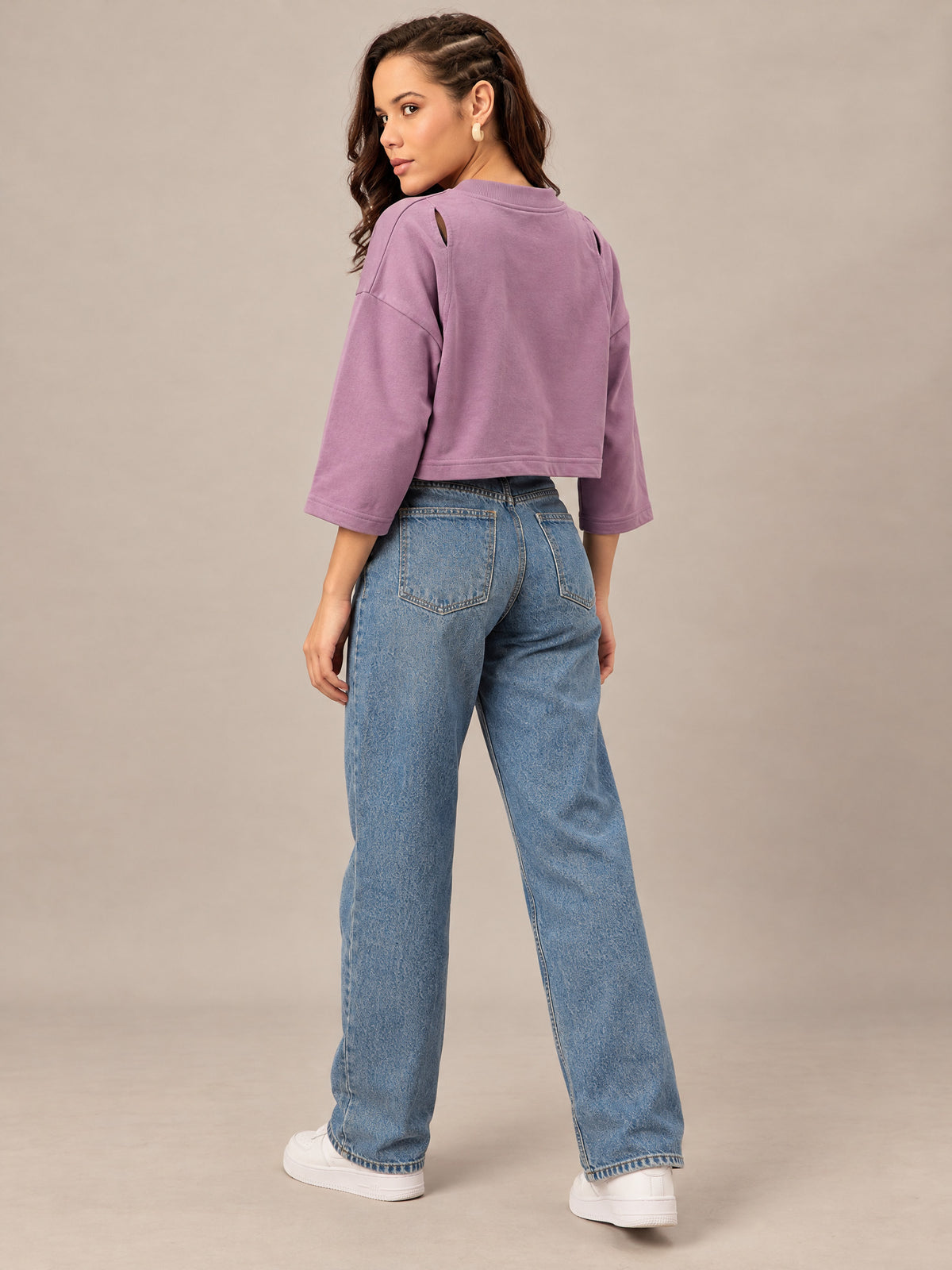 Purple Cropped Sweatshirt