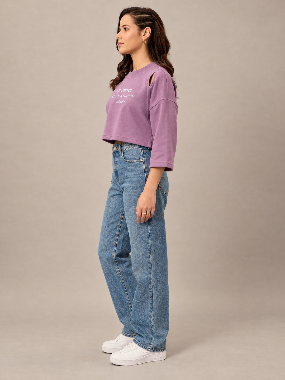 Purple Cropped Sweatshirt
