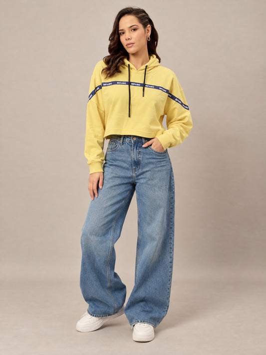 Yellow Cropped Sweatshirt