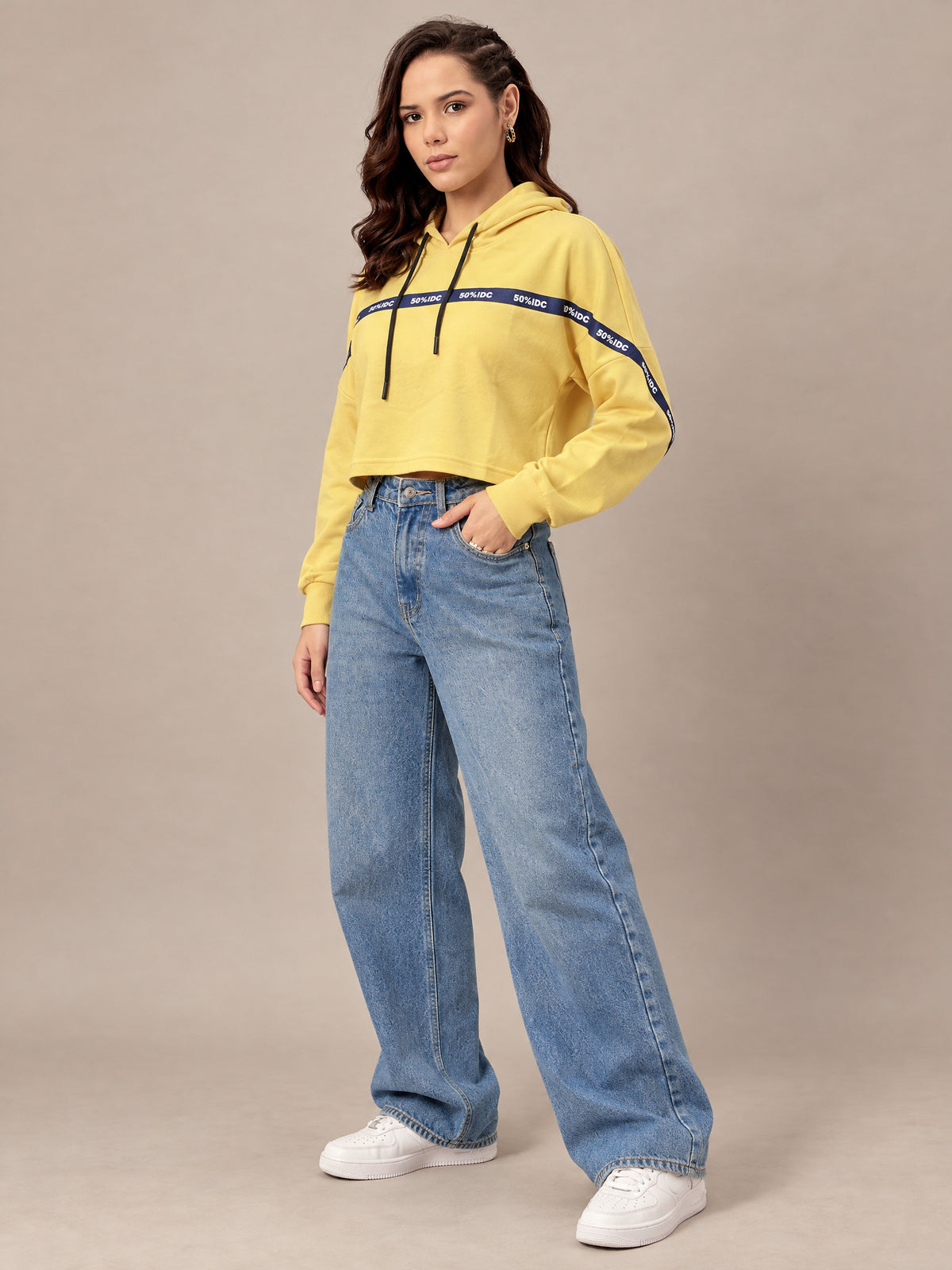 Yellow Cropped Sweatshirt