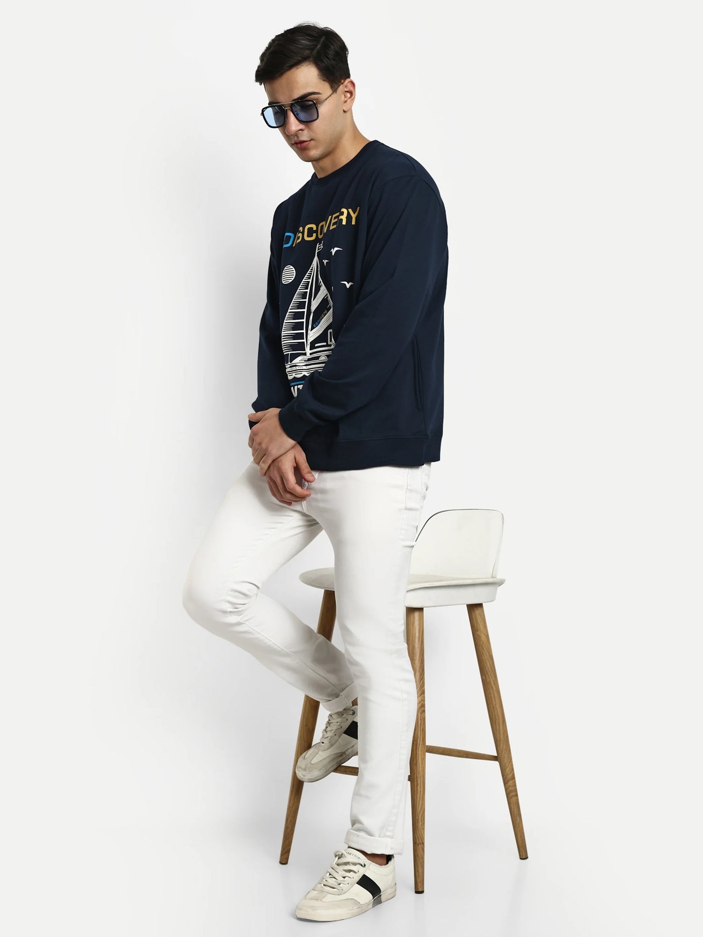 Men Printed Sweatshirts Navy