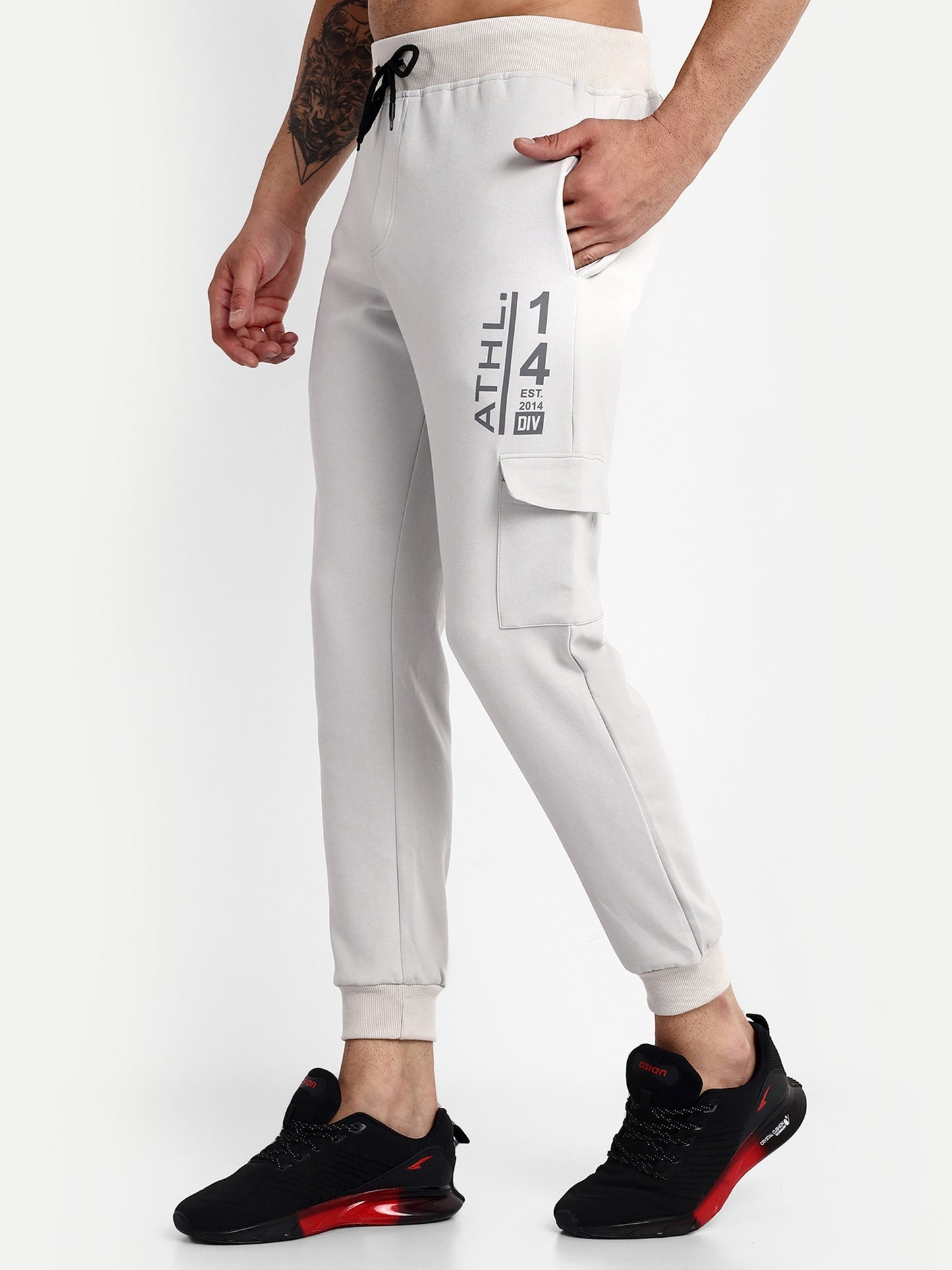 Men's Grey Cotton Casual Joggers - Reprise