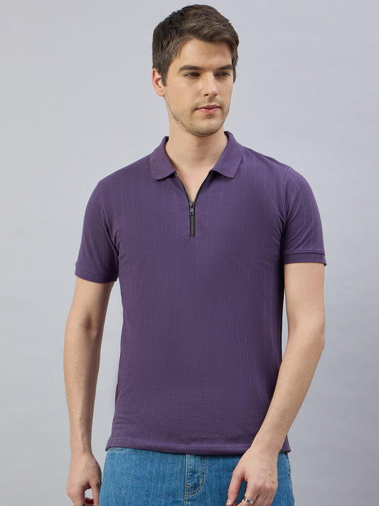 Men's Purple Cotton Polo T-Shirts - Reprise
