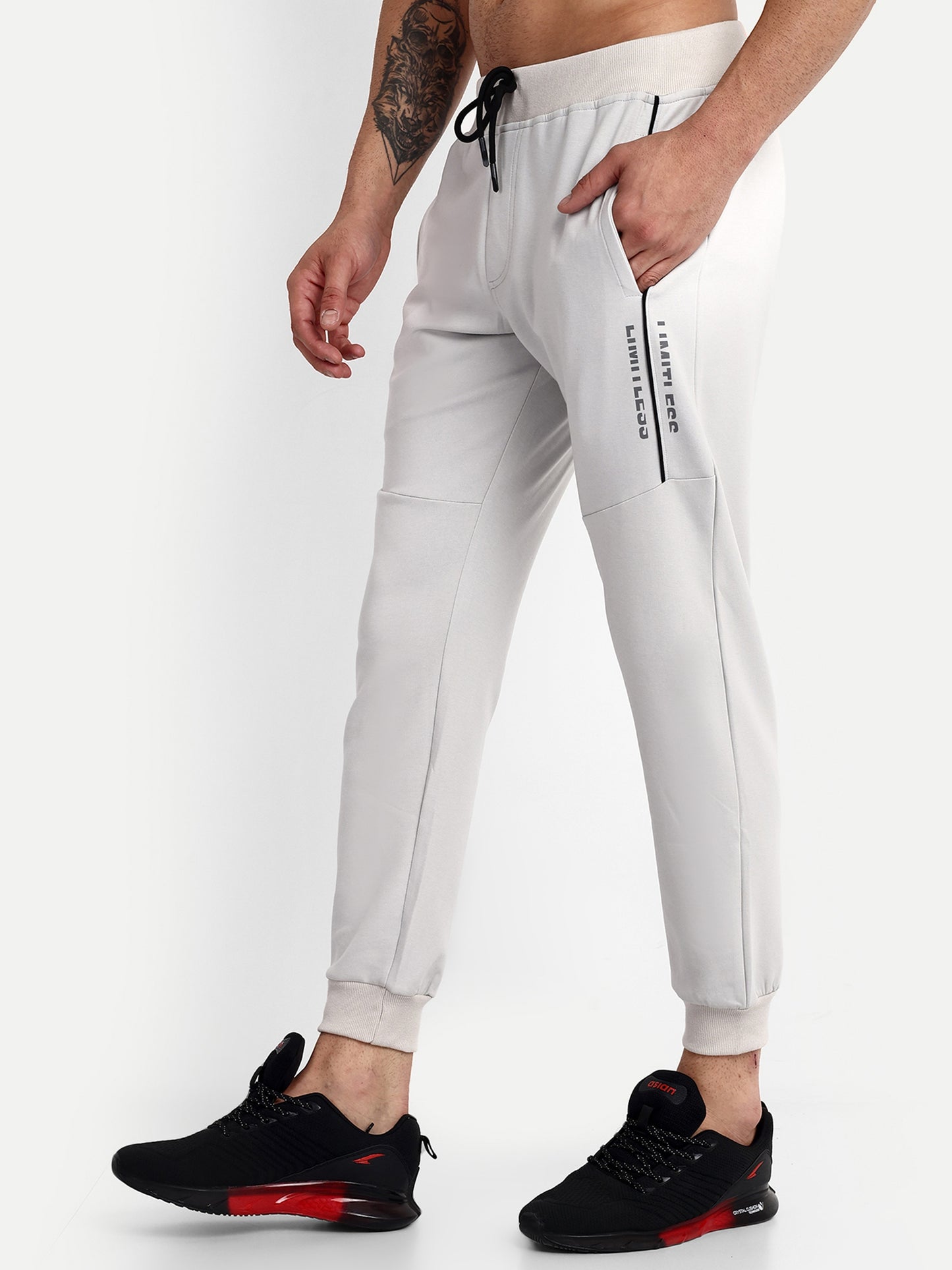 Men's Grey Cotton Casual Joggers - Reprise