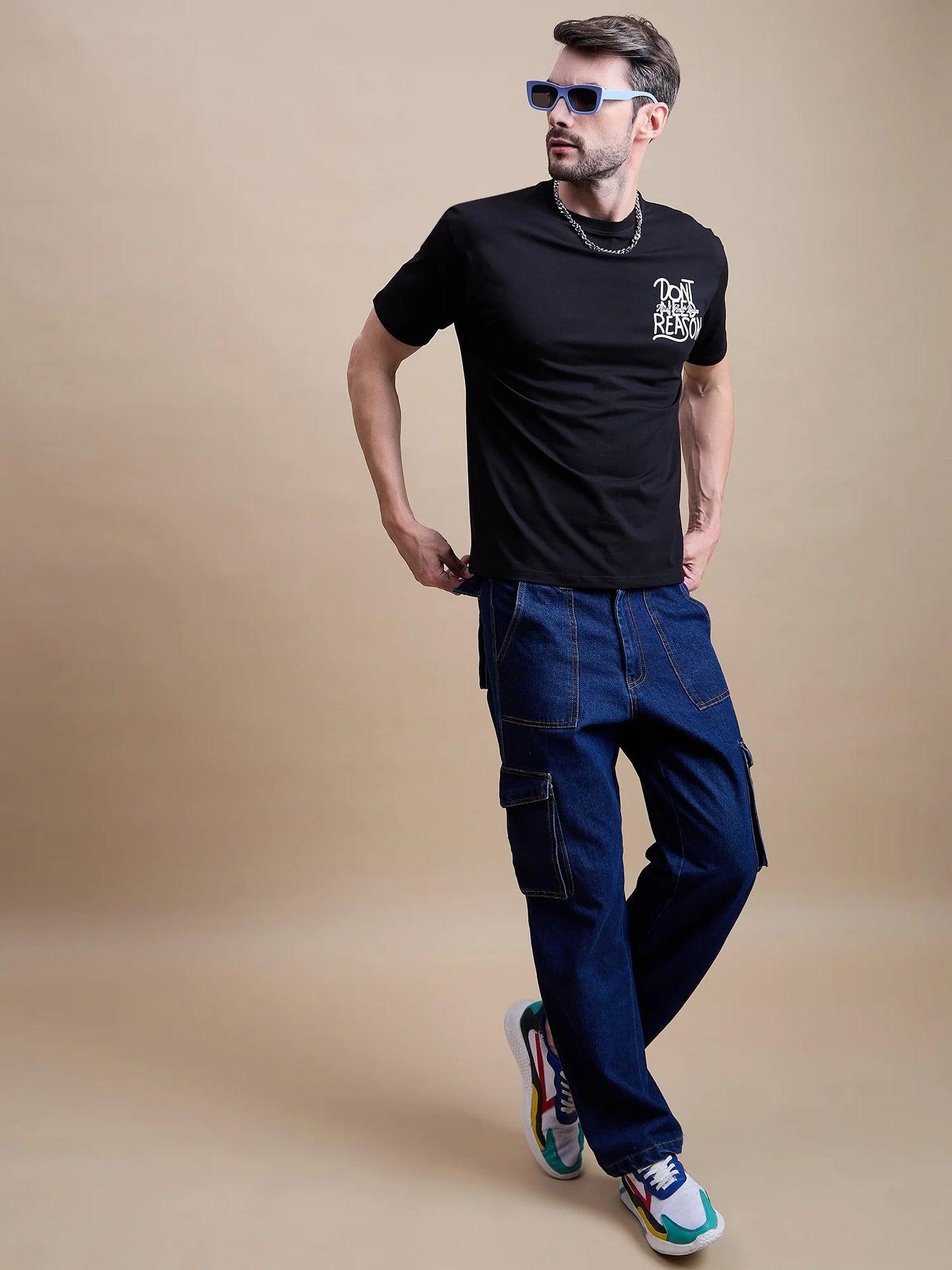 Men Black Cotton Oversized T-Shirt
