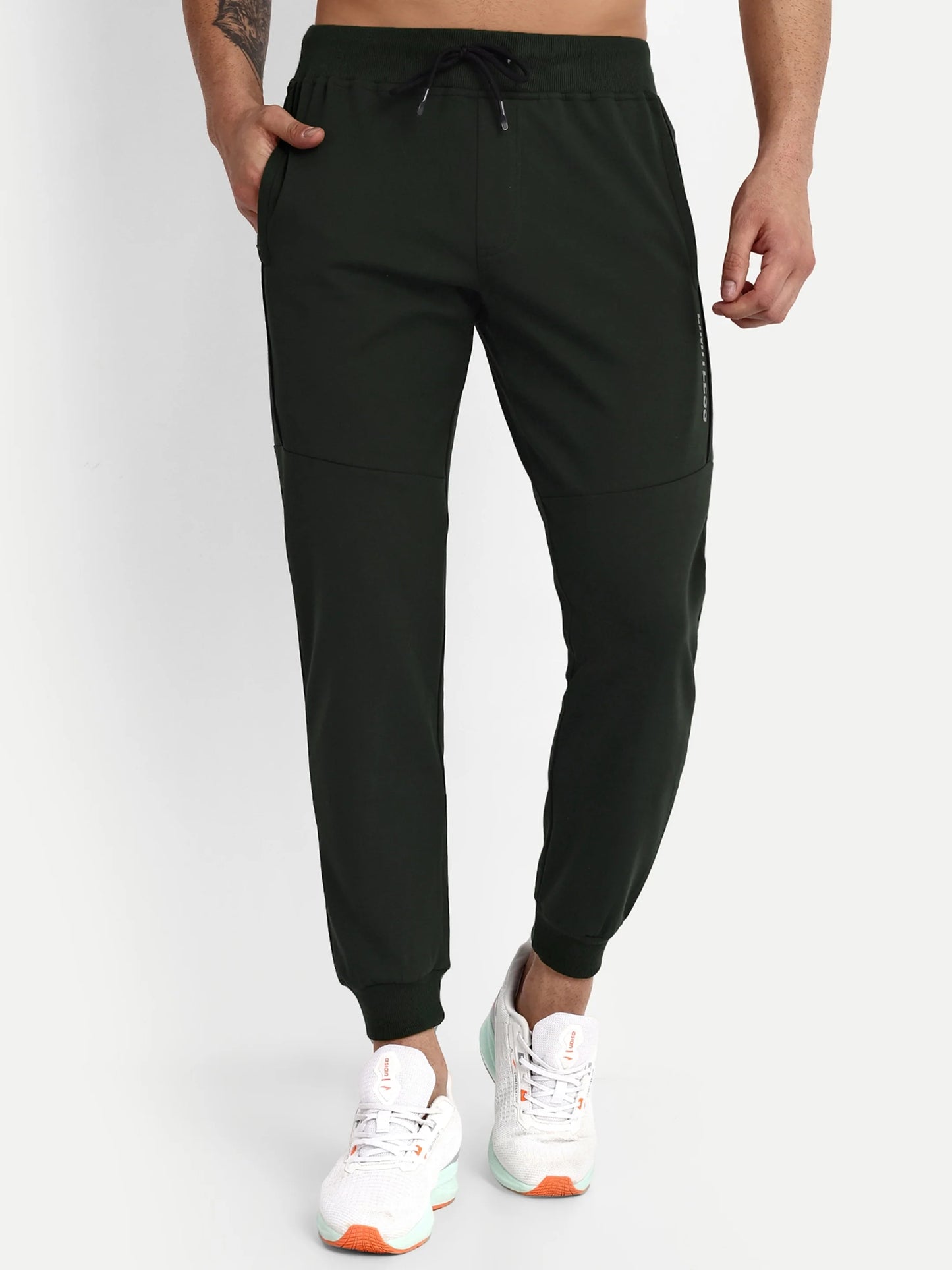 Men Green Cotton Casual Joggers