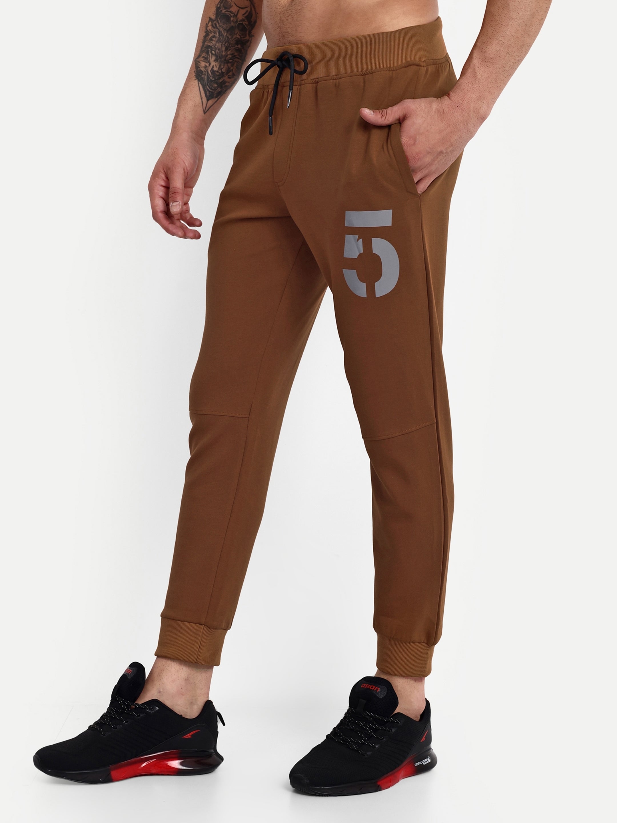 Men's Brown Cotton Casual Joggers - Reprise