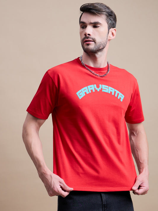 Men's Red Cotton Oversized T-Shirt - Reprise