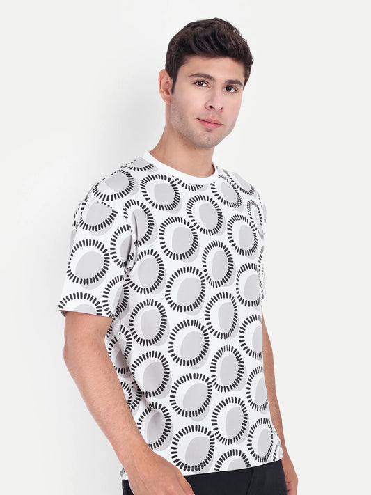 Men Printed Round Neck T-Shirt White
