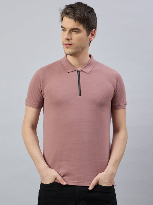 Men Mauve Cotton Polo T-Shirts