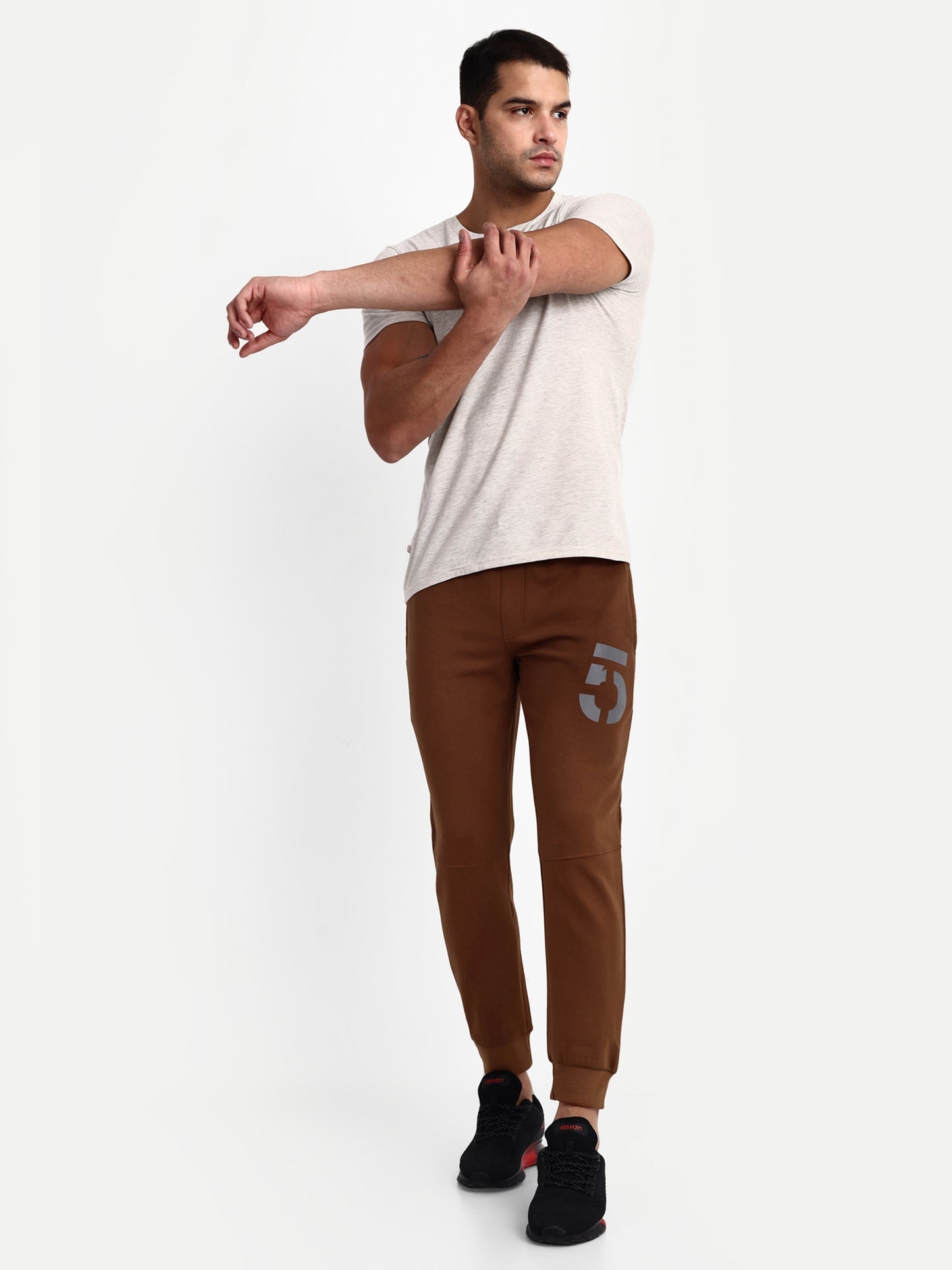 Men's Brown Cotton Casual Joggers - Reprise