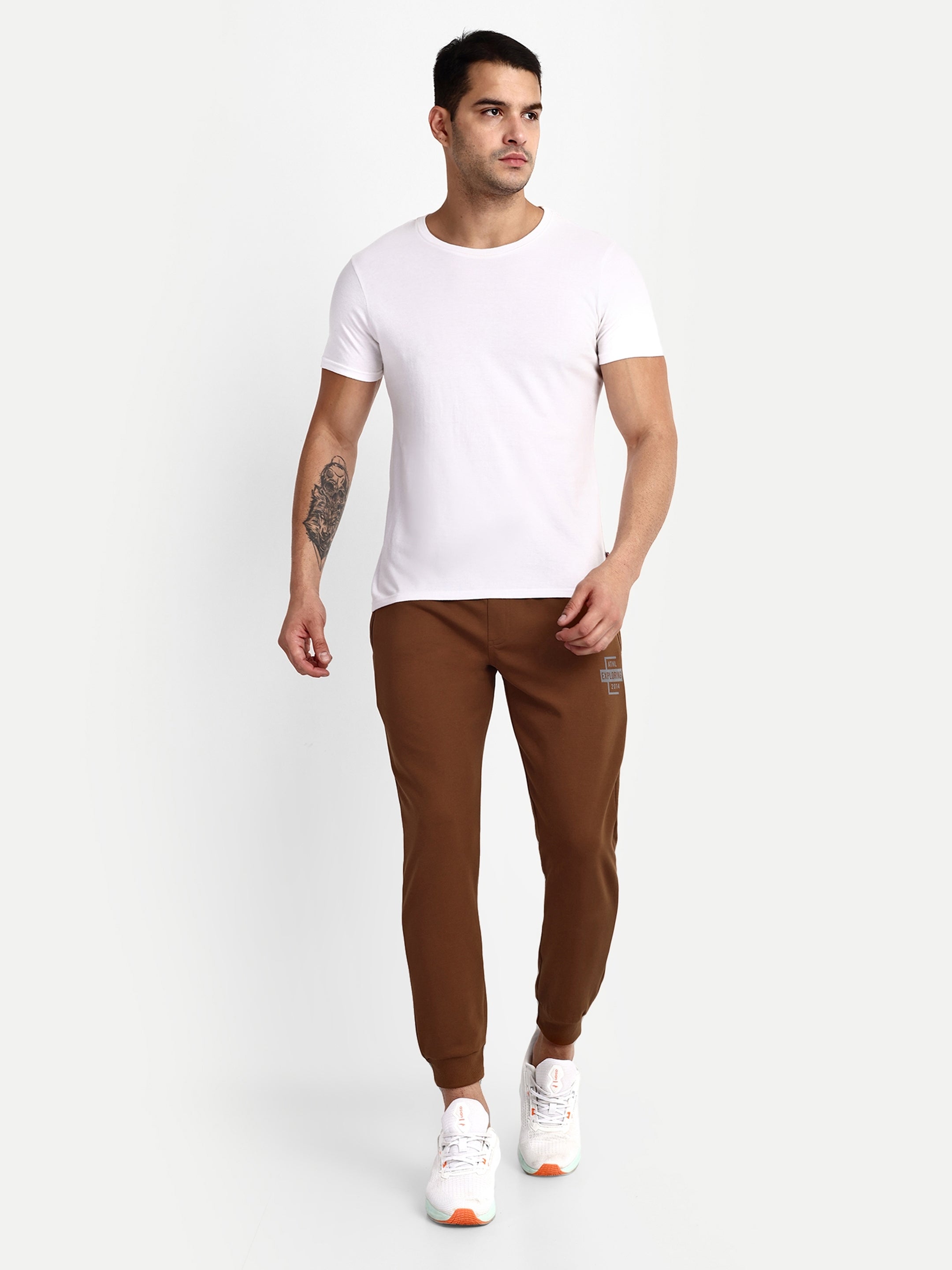Men's Brown Cotton Casual Joggers - Reprise