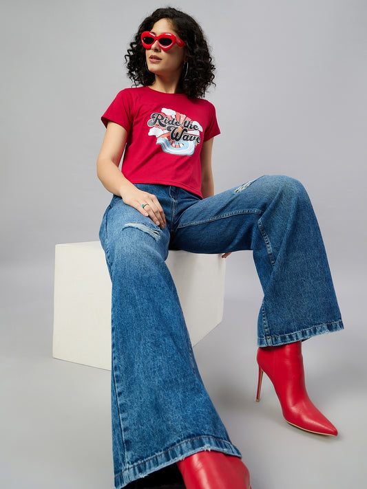 WOMEN PRINTED REGULAR FIT TSHIRT - Reprise