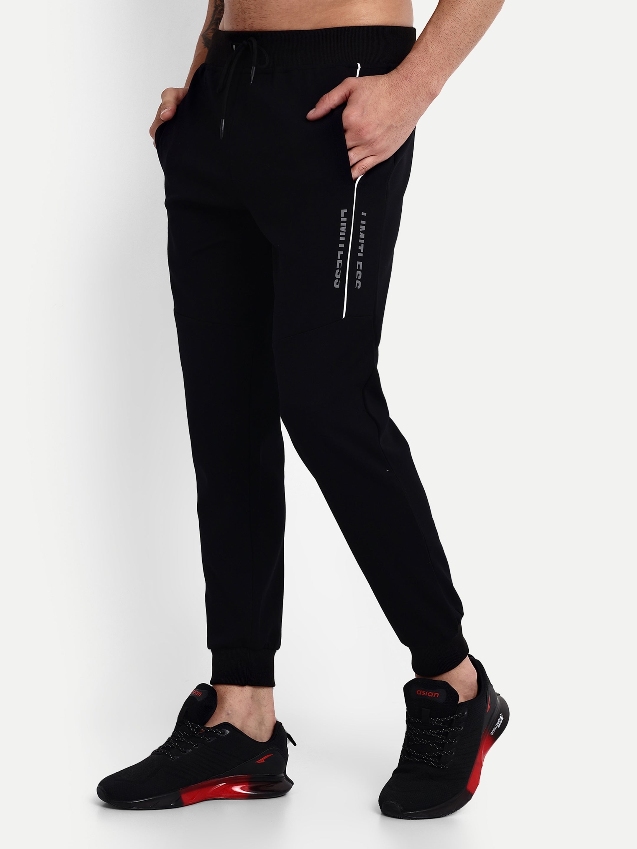Men's Black Cotton Casual Joggers - Reprise