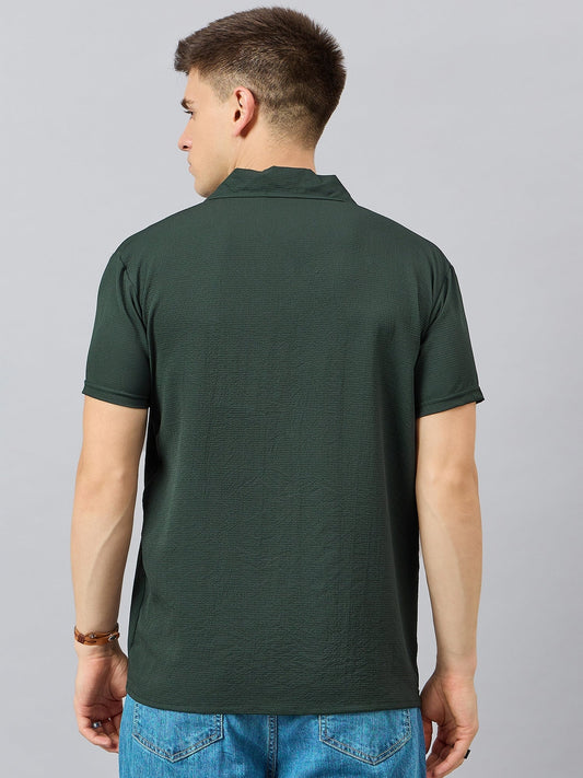 Men Regular Fit Spread Collar Shirt Olive - Reprise