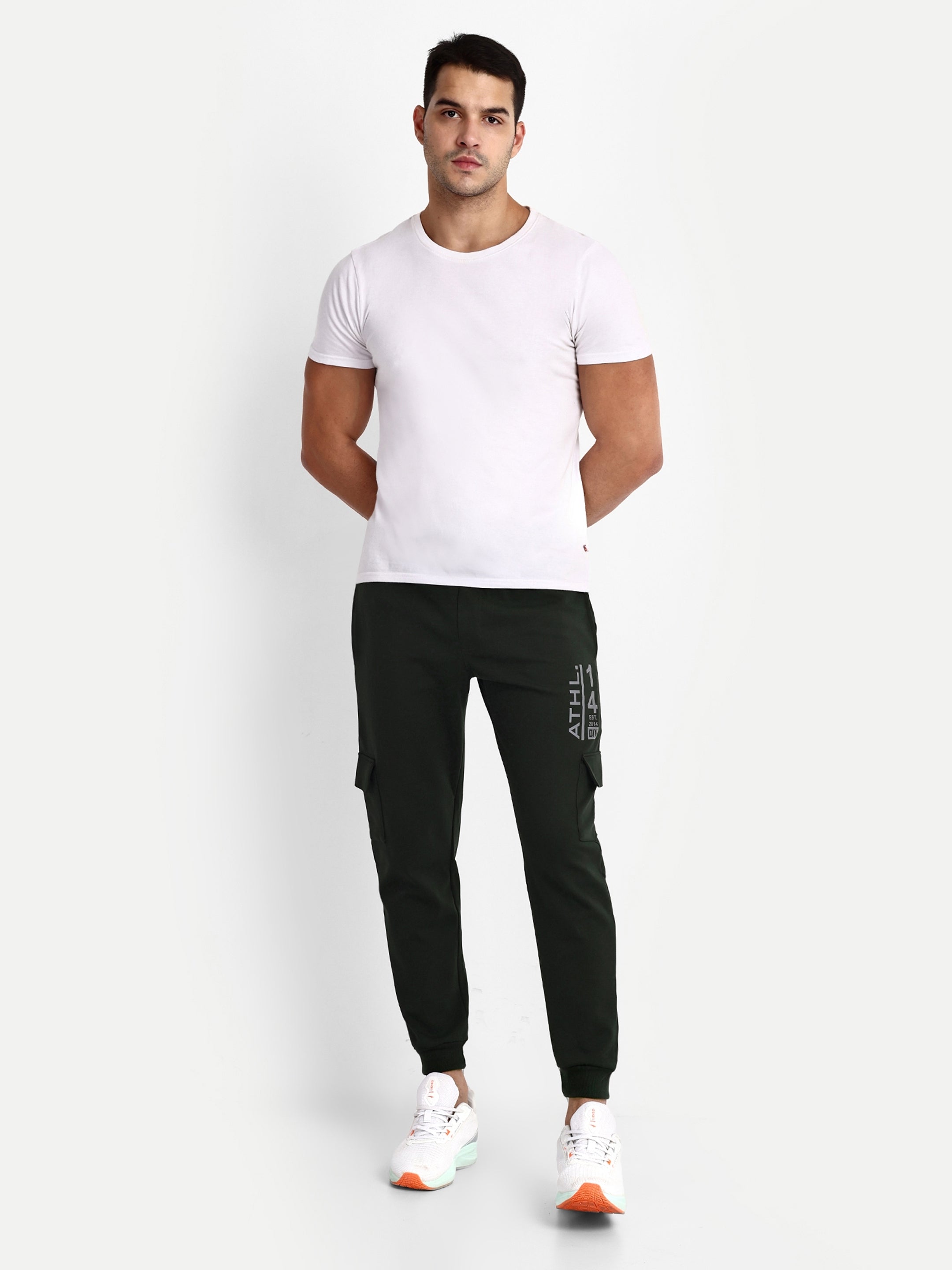 Men's Green Cotton Casual Joggers - Reprise