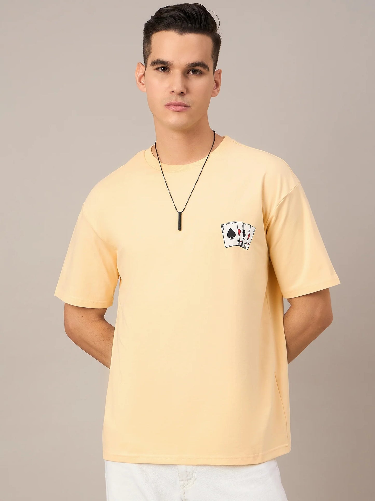 Men Printed Oversized T-shirt Yellow